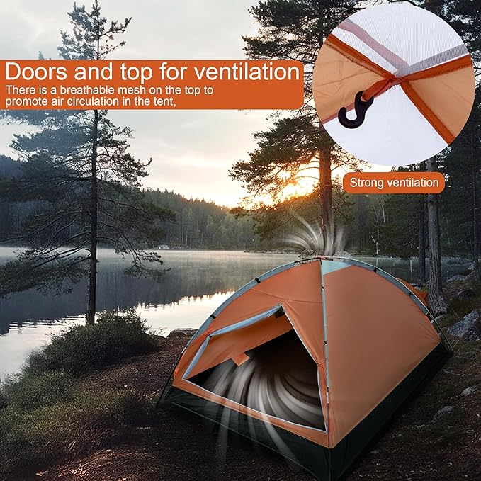 1-Person Dome Tent for Camping Waterproof Lightweight Portable Backpacking Orange/Blue/Army Green/Green
