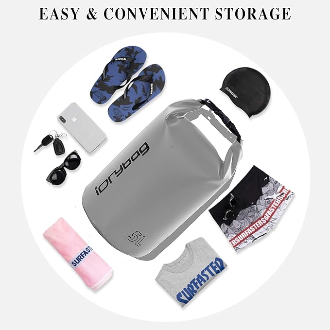 IDRYBAG Dry Bag for Kayaking Waterproof 2L/5L/10L/15L/20L, Small Dry Sack Waterproof Bag for Boating