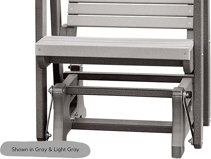 DutchCrafters Modern Horizontal Slat High Back Poly Glider Outdoor Patio Chair (White & Light Gray)