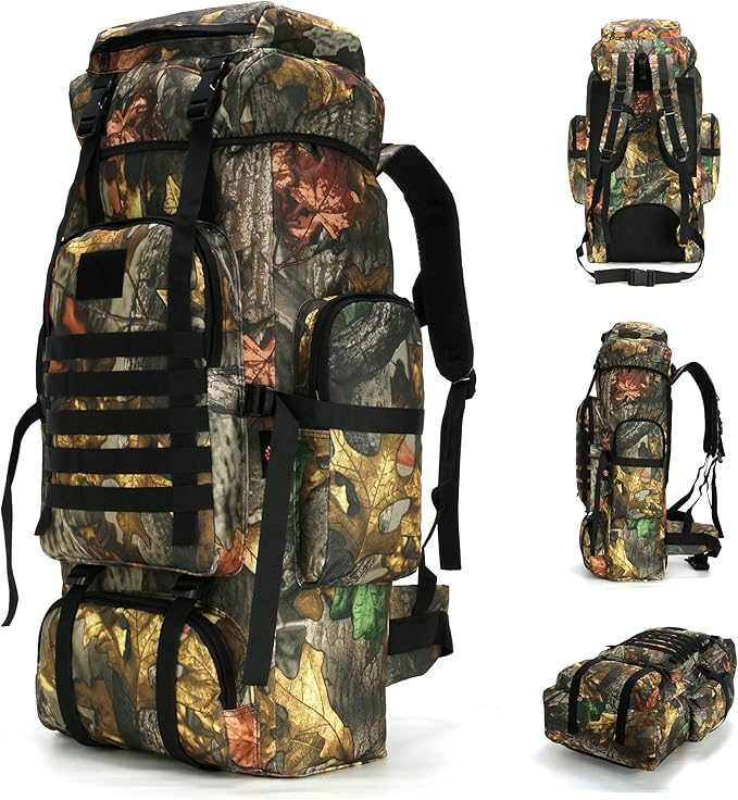 King'sGuard 70L Camping Hiking Backpack for Men Women Large Military Tactical Backpack Molle Rucksack Backpack for Outdoor