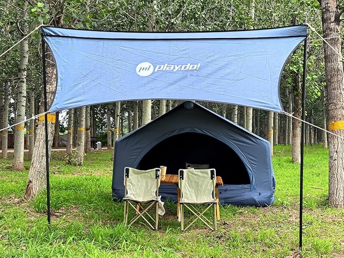 WINTENT Inflatable Rooftop Tents for Camping Easy Setup Tent for Top of Car Roof Tent Pickup Truck SUV Tents Blow Up with Awning, Strip Light, Ladder, Thick Mattress