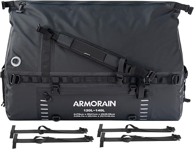 120-140L large Capacity Airtight Waterproof Travel Dry Bag,Equipped with Durable Inflatable Shoulder Straps and Handles Suitable for Diving Equipment Motorcycles Rowing Kayaking Camping