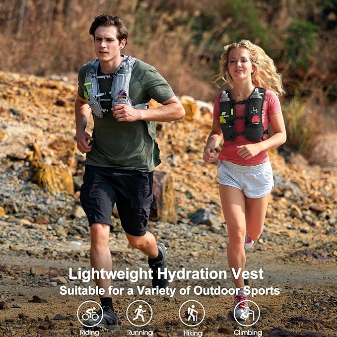 N NEVO RHINO Small Running Vest for Women Men, Lightweight Hydration Vest with Water Bladder 1.5 Liter, Hydration Backpack for Trial Hiking Cycling Jogging