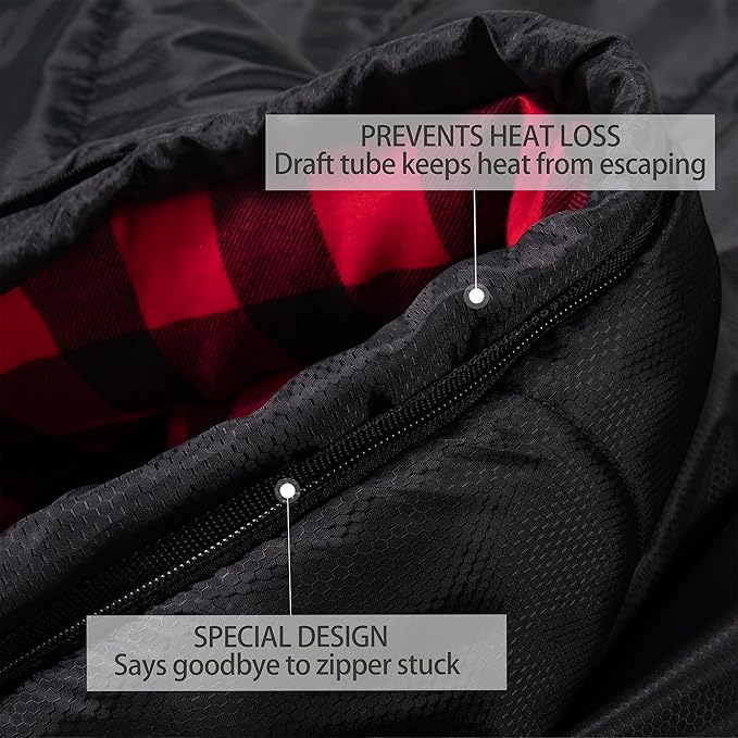 Cold Weather Sleeping Bag 100% Cotton Flannel XXL for Adults Big and Tall,Free Compression Sack