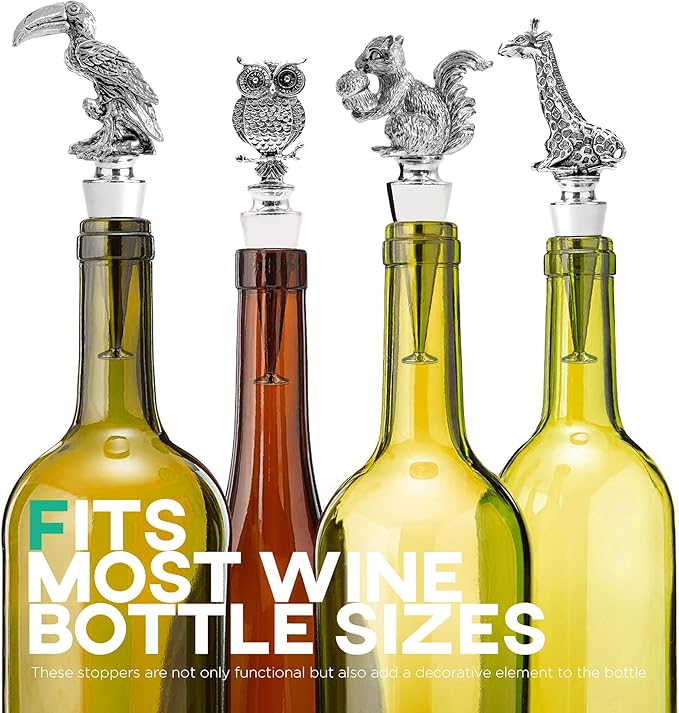 Homestia Squirrel Wine Stopper, Bottle Stopper Wine Saver, Reusable Wine Corks for Beverage, Wine Preserver Wine Saver Keep Wine Fresh, Wedding Favors Gifts for Wine Lovers