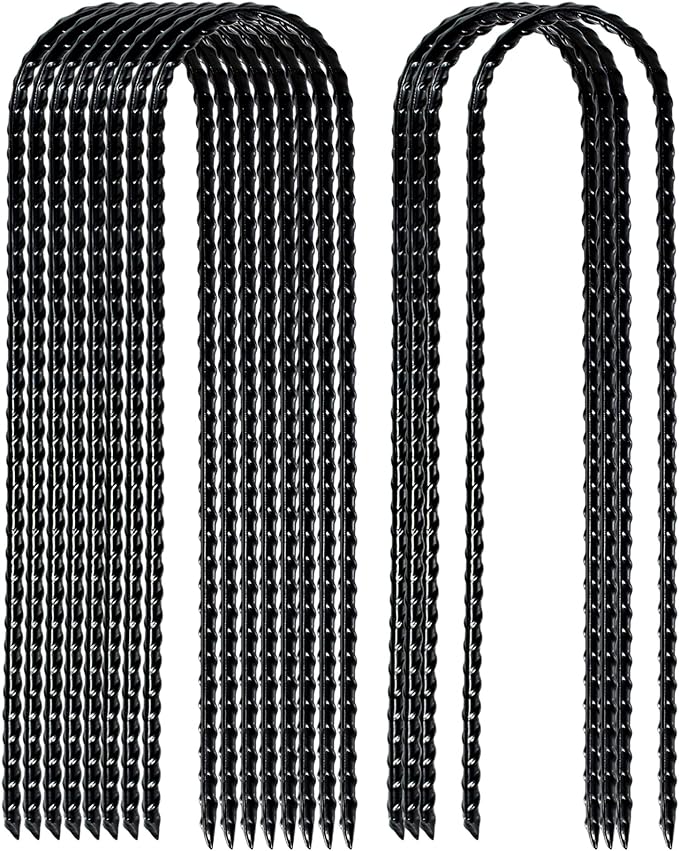 10"x2" Trampolines Wind Stakes Heavy Duty U Shape Galvanized Steel Trampoline Stakes Ground Anchors with Sharp End for Camping Tent, Garden Staples, Trampoline Pins (24)