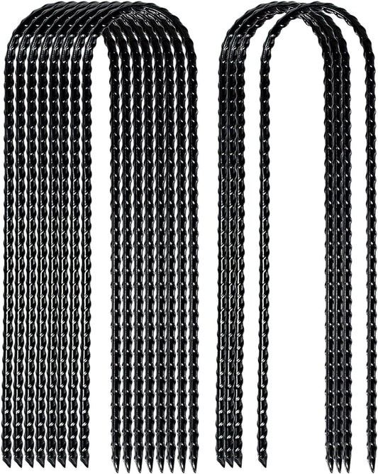 10"x2" Trampolines Wind Stakes Heavy Duty U Shape Galvanized Steel Trampoline Stakes Ground Anchors with Sharp End for Camping Tent, Garden Staples, Trampoline Pins (24)