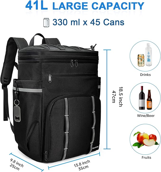 Backpack Coolers Insulated Leak Proof, 45 Cans Beach Cooler Backpack, Large Capacity Ice Chest Backpack, Waterproof Soft Cooler Bag Lunch Backpack for Men Women Camping Hiking