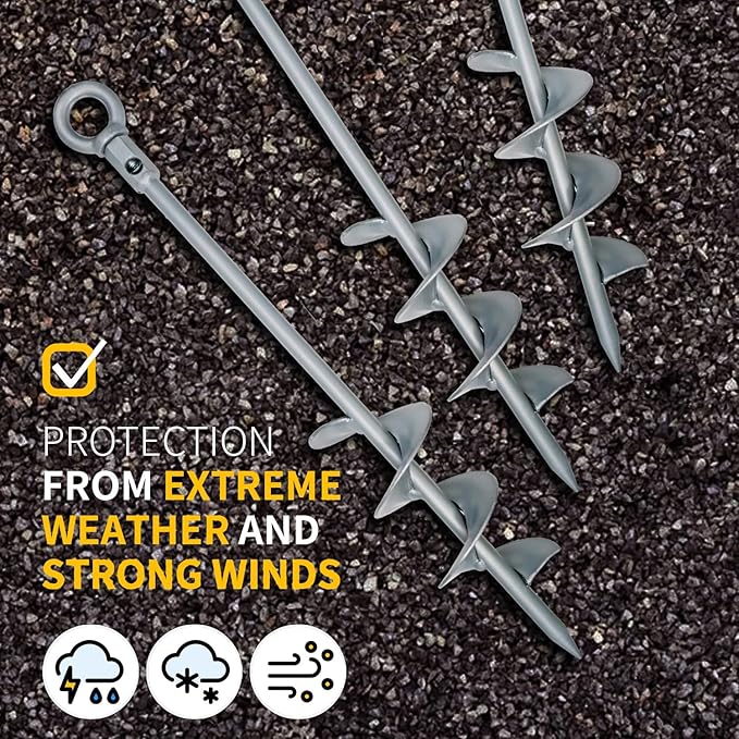 18 inch Ground Anchor Heavy Duty Earth Anchors Set Screw in for Mobile Home, Swing, Tent Trampoline Anchors Wind Resistant Tree Stakes and Supports with Drill Socket, 4 Pack