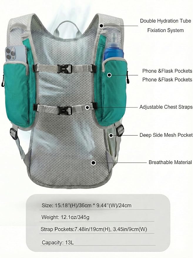 Hydration Hiking Backpack, Water Hiking Backpack, Hydration Backpack with 15l Water Bladder, Runinnng Backpack for Men Women for Cycling Campling