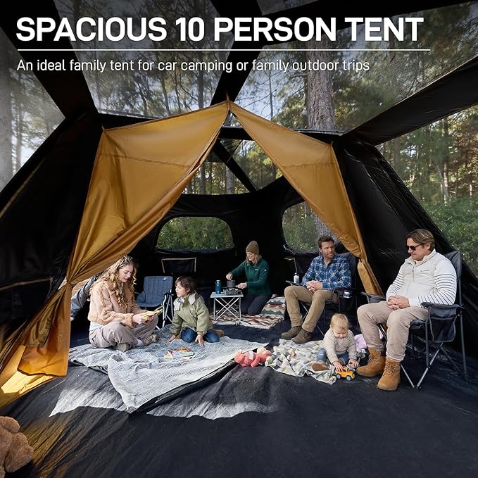 EVER ADVANCED 6 Person Camping Tent, Blackout Design Tent for Camping Instant Cabin Tents for Family with Rainfly, 60s Easy Setup, Water-Resistant