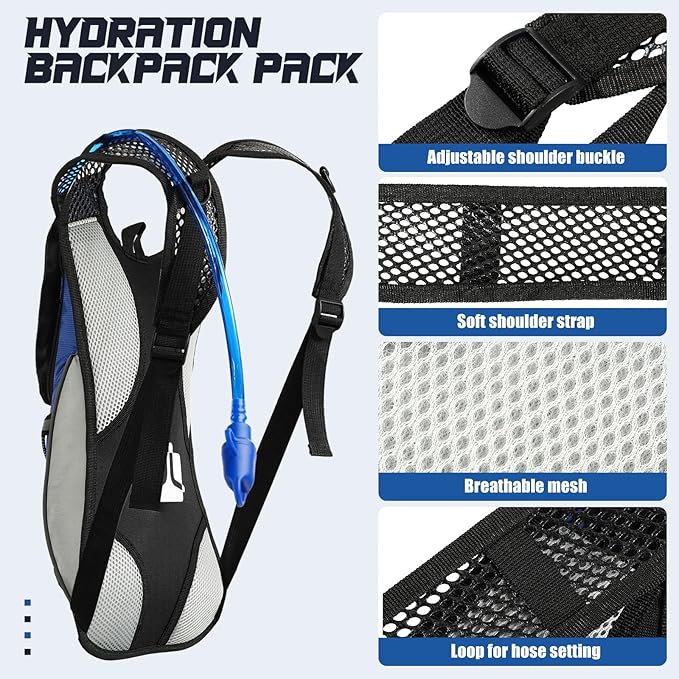 Buryeah 5 Pcs Hydration Backpack Pack with 5 Pcs 2L Water Bladder Lightweight Water Backpack with Hydration Bladder Hydration Backpack Hiking Backpack Water Rucksack Backpack Bladder Bag for Adults
