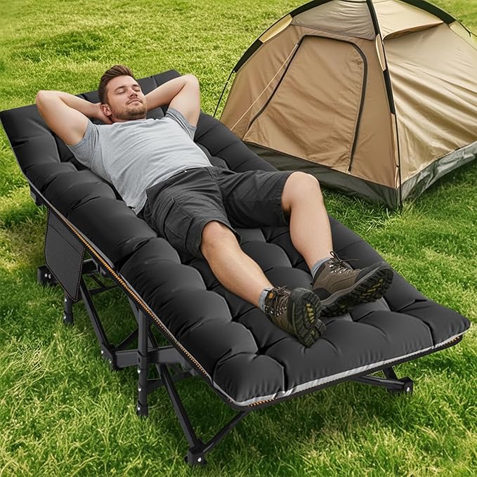 ABORON Camping Cot for Adults, Folding Sleeping Cot with Mattress, 500 lb Capacity Heavy Duty Outdoor Folding Sleeping Bed, Portable Cot Bed for Camping, Indoor Guest Use, Home & Travel