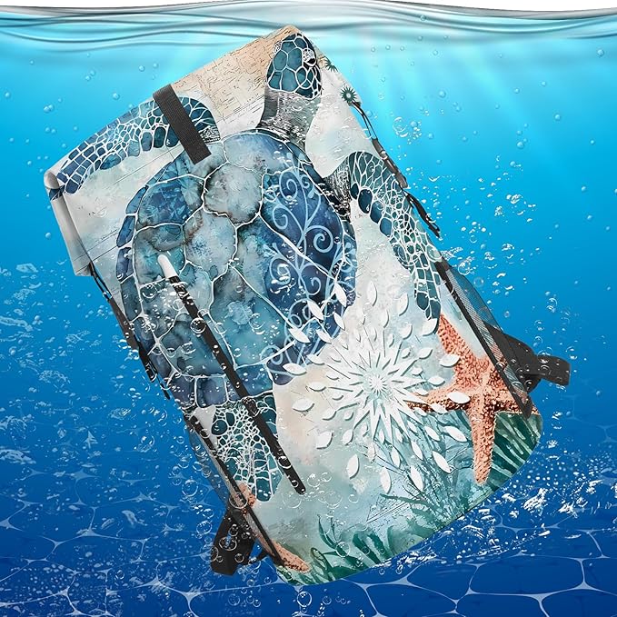 Waterproof Dry Bag Marine Dry Bags for Kayaking Hiking Sea Turtle Nautical Starfish Backpack Roll-Top Closure Bag - Backpack Waterproof Phone Case 5L