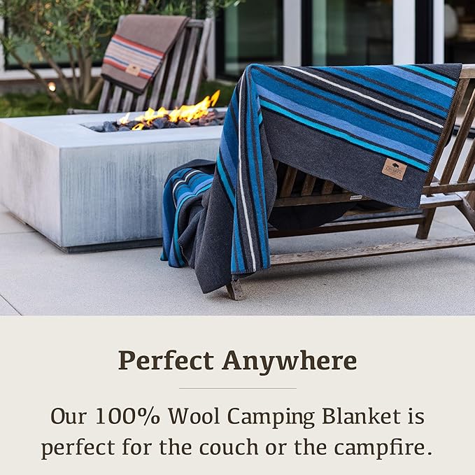 Chubbuck 100% Wool Blanket Camping (60" x 84") - Large Warm Blanket for Camping, Emergency, Outdoor Concerts and Home Use - Fire Retardant, Soft and Warm Blankets for Winter (Lakeland)