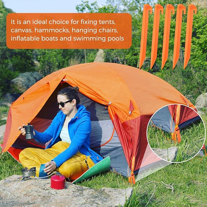 9 Inch Plastic Inflatable Tent Stakes Black Replacement Yard Inflatable Accessories for Camping Tent Pegs Garden Home Decorations