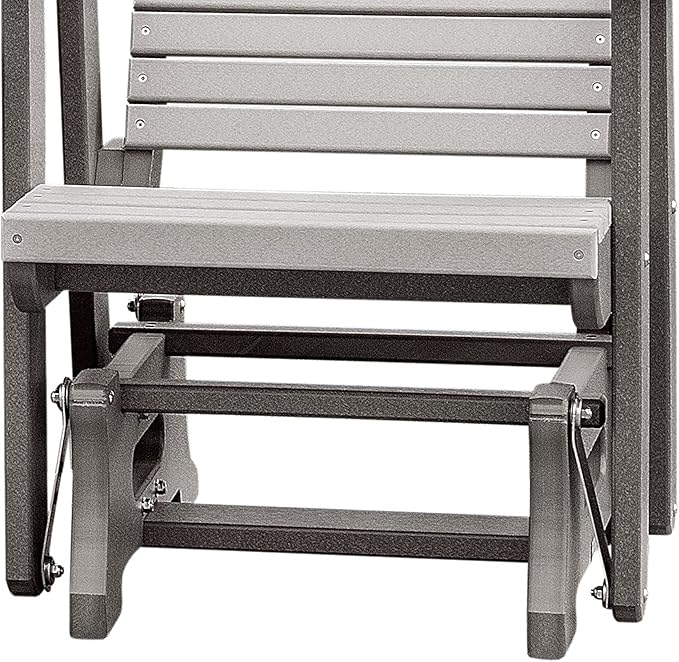 DutchCrafters Modern Horizontal Slat High Back Poly Glider Outdoor Patio Chair (Gray & Light Gray)