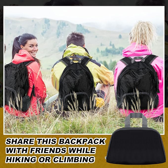Dunzy 100 Pcs 20l Foldable Backpacks Bulk Lightweight Basic Back Pack Wholesale for Homeless Donation Corporate Events Travel Camping (Black)