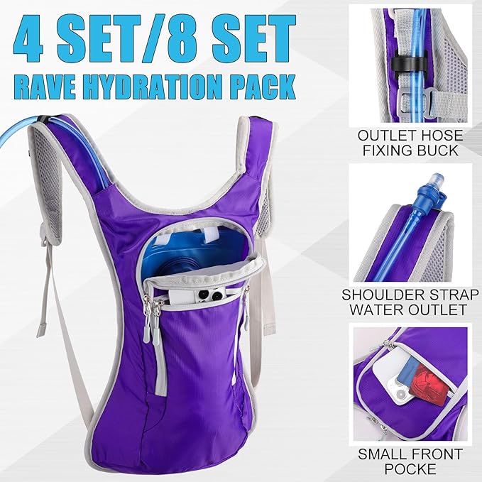 Chunful Hydration Backpack with 2 L Water Bladder Lightweight Hydration Bladder Pack for Women Teenagers Water Backpack Outdoor for Hiking Cycling Camping Music Festival