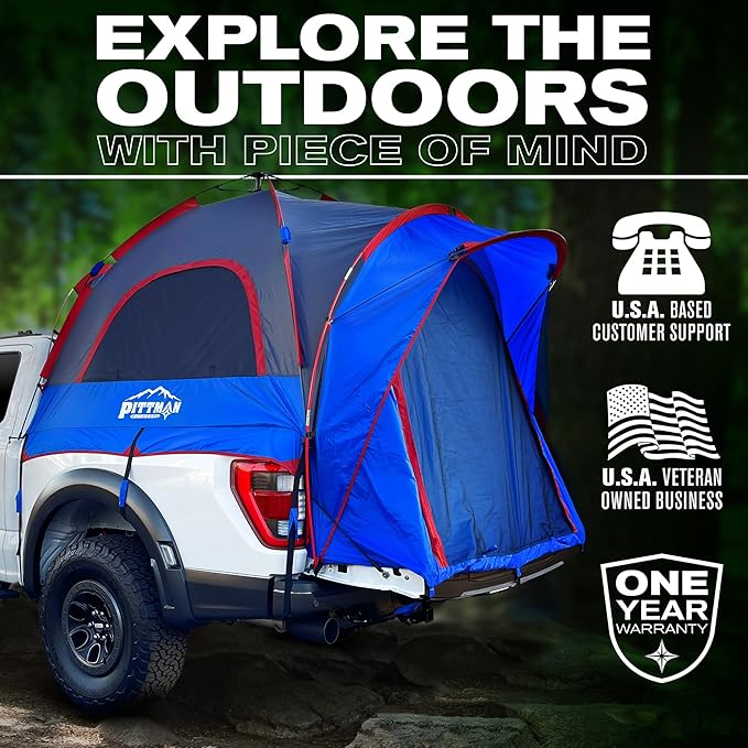 Pittman - Truck Bed Tent with EZ-UP Design - Pickup Truck Tent for Camping - Includes Rain Fly, Extra Wide Entry, Oversize Air Mesh & Porch Cover - Premium Pickup Bed Camper