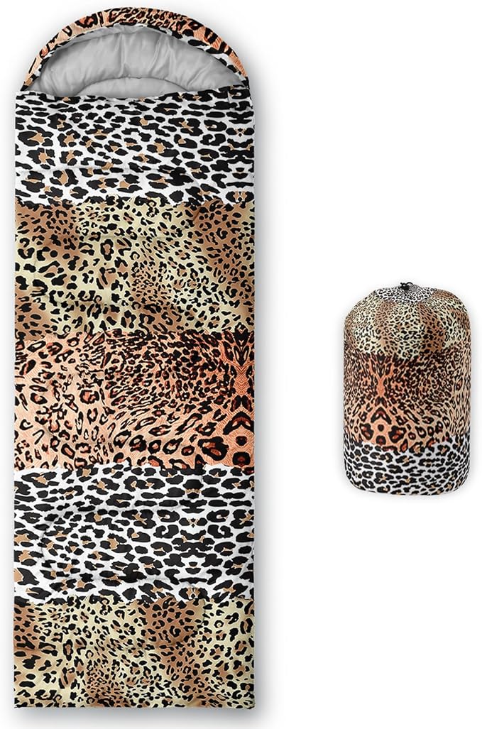 Sleeping Bags for Adults and Kids，3D Printing Camping Sleeping Bag for Girls Boys Lightweight Waterproof Cold/Warm 3-Season，Outdoor Travel with Compression Bags