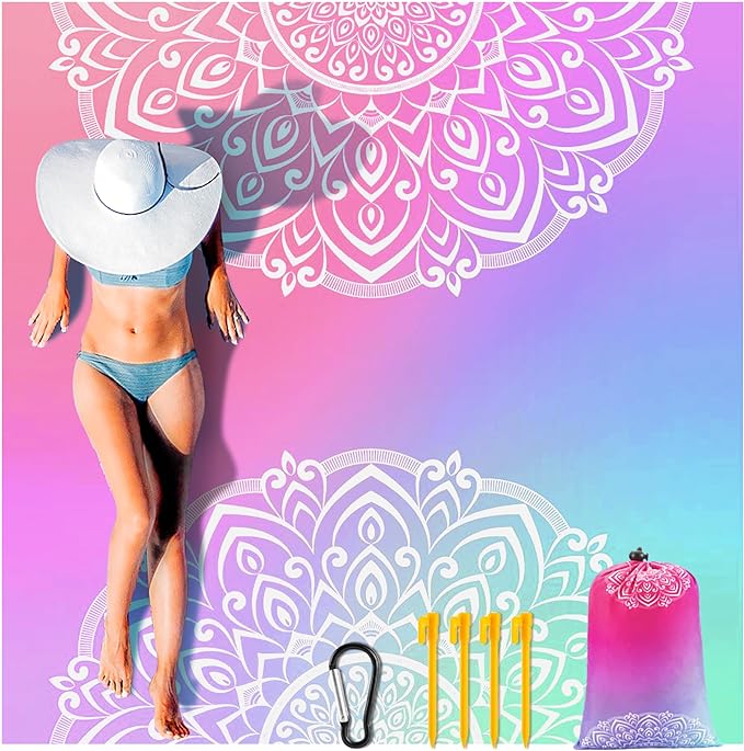 Beach Blanket Waterproof Sandproof Extra Large Beach Mat 79" X 83"/120"x108"for 1-8 Adults Quick Drying Durable Outdoor Picnic Mat for Beach Travel Camping Hiking