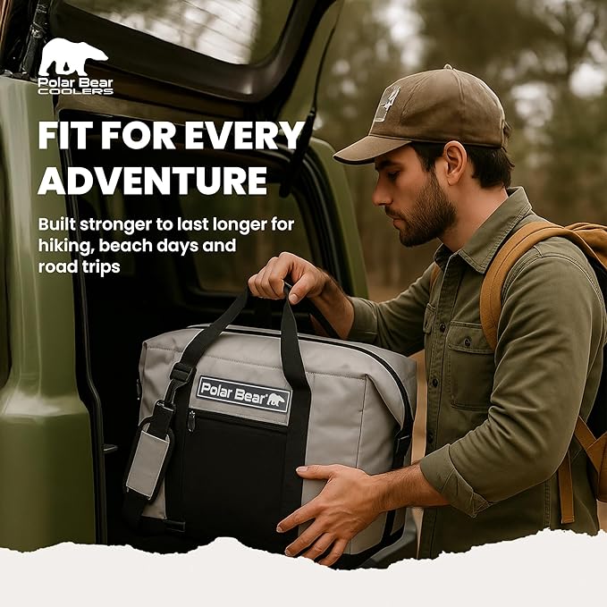 Polar Bear Coolers - Original Soft Cooler Bag - Insulated Leak Proof Beach Cooler Bag, Small Thermal Bags for Travel - Heavy Duty & Portable - Sweat Proof Picnic Carrier - Nylon