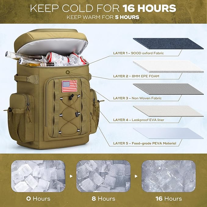 Maelstrom Backpack Cooler,Soft Lightweight Leakproof Cooler Backpack,Men Women 35/50 Can Insulated Cooler Bag,Keeps Hot/Cold for Up to 16 Hours,Perfect for Camping, Beach