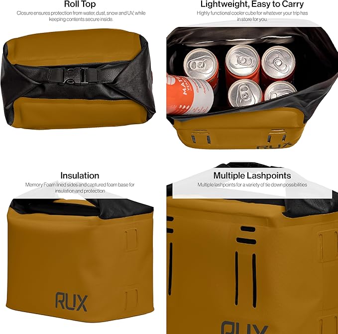 RUX 5L Cooler Cube - Our Small Cooler Bag is A Compact, Insulated Soft Cooler Perfect for Camping, Daily Carry, Or Van Life. Weatherproof, Modular, and Built to Go Anywhere.