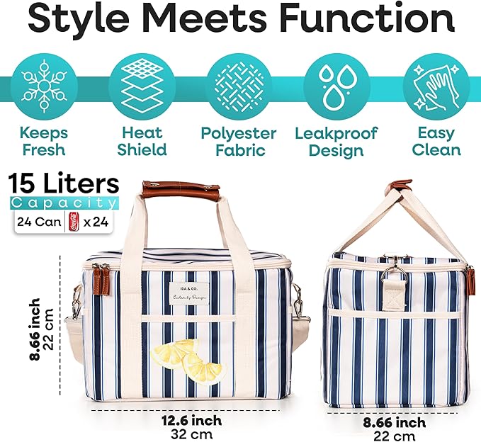 Premium Insulated Leakproof Cooler Bag – Soft-Sided 15L Portable Cooler for Beach, Picnic & Camping