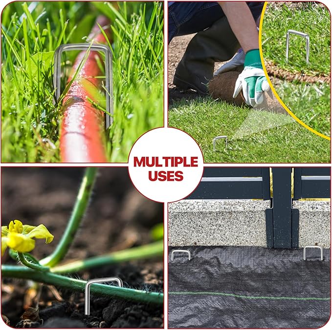 Landscape Staples 4 Inch 50 Pack Galvanized Garden Stakes Anti-Rust Landscape Pins for Weed Barrier Fabric and Landscape Fabric