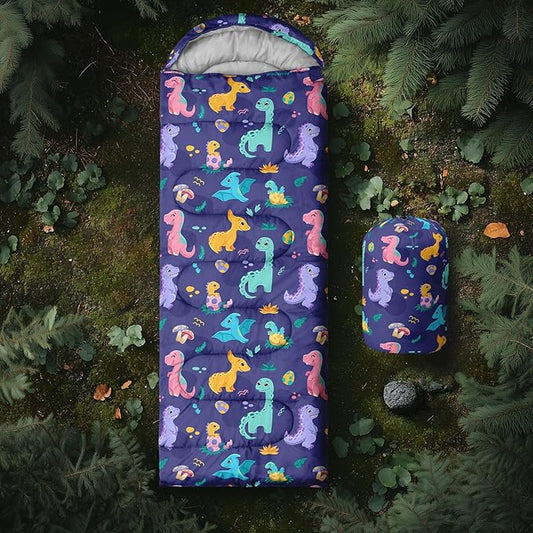 AILONEN Boys Sleeping Bag for Camping,Nautical Anchor,Lightweight & Waterproof,3 Season Warm & Cool Weather,Navy Blue Sleeping Bags for Kids Men Travelling,Outdoors