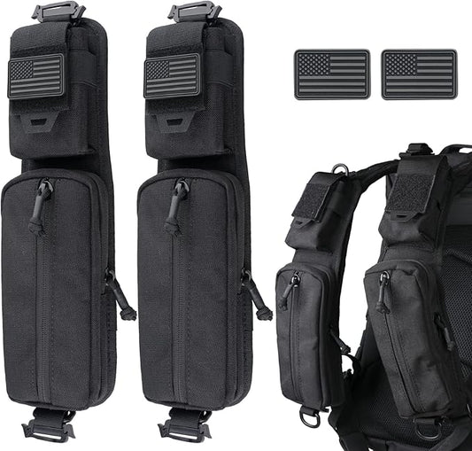 WYNEX Molle Accessories Pouch of Double Zipper Pocket Version, Backpack Strap Pouch Shoulder Strap Molle Attachment Tactical Accessories Bag Shoulder Starps Zipper Pocket Additional Phone Holder