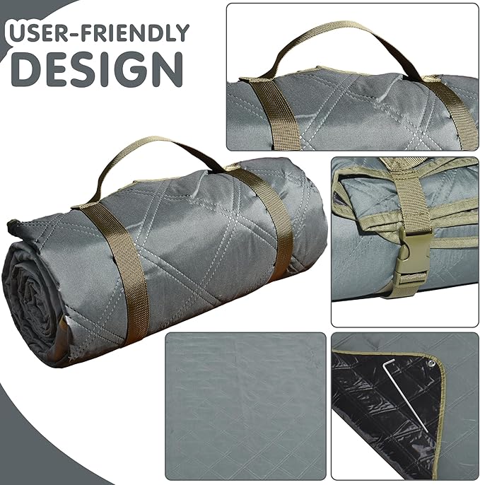 Waterproof Picnic Blanket 80 * 80 in Portable with Carry Strap for Beach Mat or Family Outdoor Camping Party, Park Blanket for Grass Park, Hiking, Travel