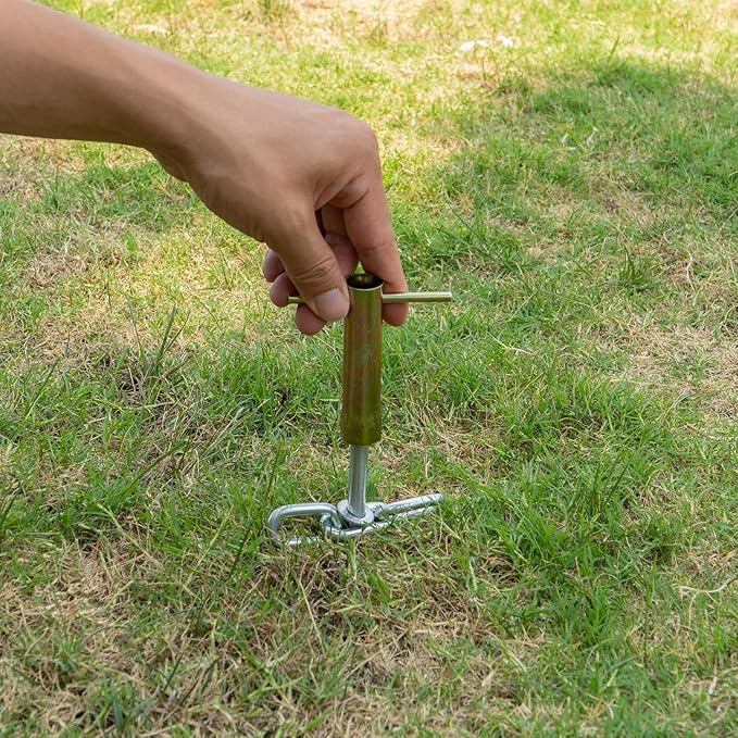 12 Pcs Screws 3/8 x 12 Tent Stakes Festival Kit with Chain Links and Washers | Hex Pegs | Heavy Duty Metal Tent Anchors & Camping Spikes with 17MM Hex Drill Adapter