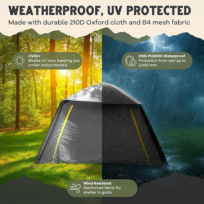 CloudCamp Inflatable Tents for Camping- 6 People Waterproof Oxford Fabric(210D), Quick Setup Air Tent with Manual & Battery Pump, UV Protection, 4-Season Inflatable Tent