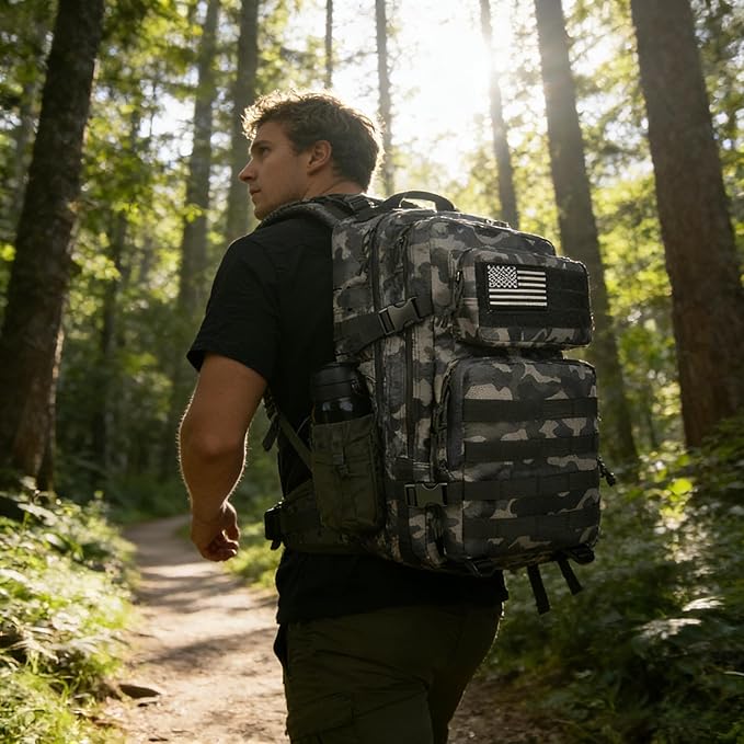 Zavothy 45L Military Tactical Backpack, Army 3-Day Assault Pack Bug Out Bag for Hiking Camping | Army, Bag, Large Rucksack, with Molle System