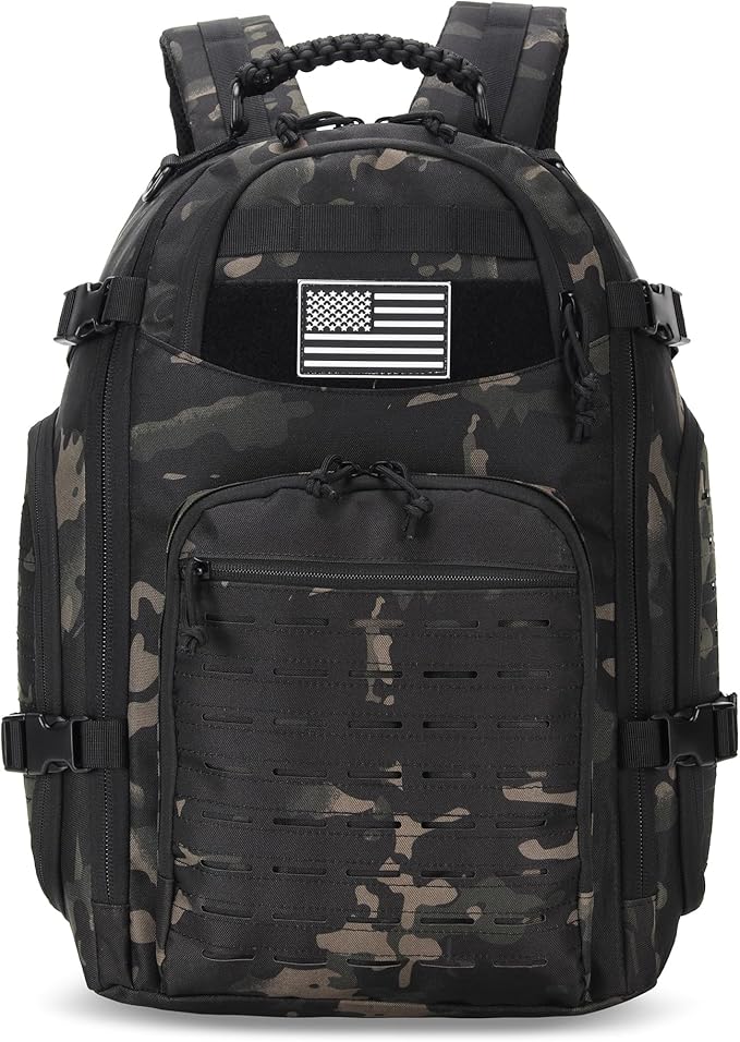 35L Tactical Backpack for Men Heavy Duty Military Backpack 3 Day Assault Pack Molle Backpack Hiking Rucksack (BlackMix)