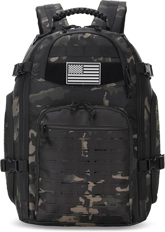 35L Tactical Backpack for Men Heavy Duty Military Backpack 3 Day Assault Pack Molle Backpack Hiking Rucksack (BlackMix)