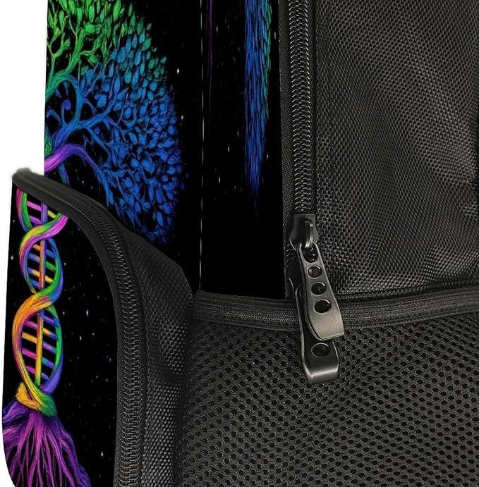 Backpack Polyester Anti-Theft Multipurpose Dna Tree Of Life Art Bookbag Large Capacity Laptop Book Bag Rucksack With Side Pockets