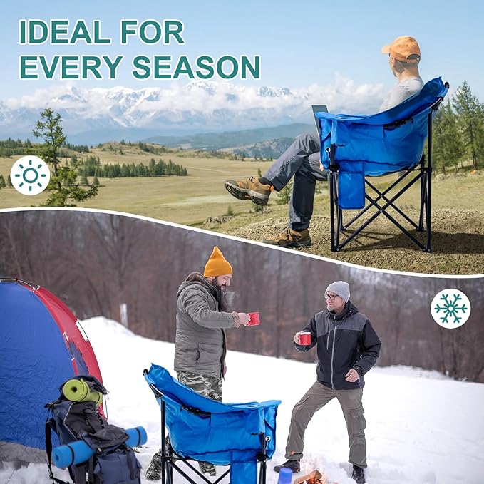 ABORON Oversized Heated Armrest Camping Chair, Portable Heated Folding Recliner Chair with 3 Heat Settings, Fully Padded Heavy Duty Chair Supports Up to 400 lbs, Perfect for Outdoor Adventures