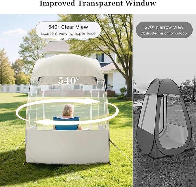Sports Tent, Portable & Foldable Pop Up Tents Shelter with Carry Bag, Instant Weather Proof Clear View Bubble Tent for Fishing, Camping, Watching Sports Events