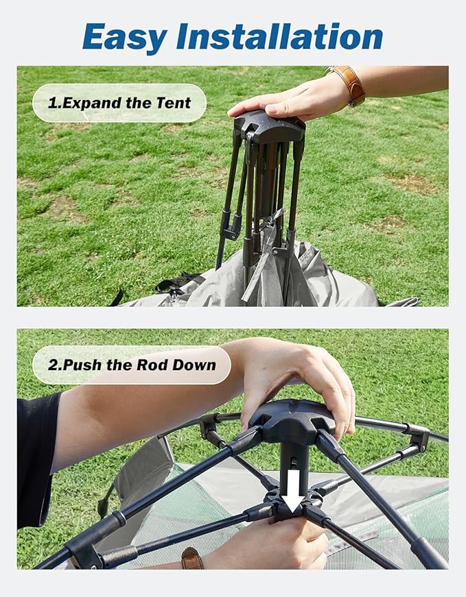 JOYTUTUS Automatic Truck Tent, Easy Set-up, Portable Truck Bed Tent 5.5FT-6.5FT with Rainfly, Truck Camping Tent with Waterproof PU2000mm Double Layer for 2 Person