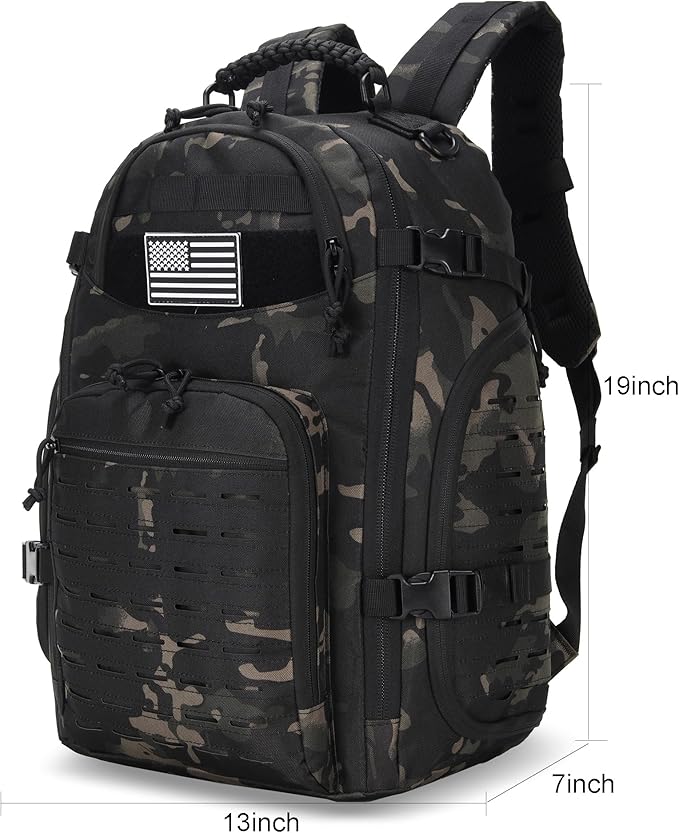 35L Tactical Backpack for Men Heavy Duty Military Backpack 3 Day Assault Pack Molle Backpack Hiking Rucksack (BlackMix)
