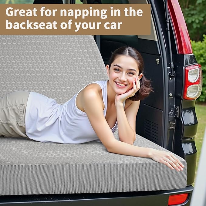 CYMULA Folding Mattress Twin, 6 Inch Memory Foam Tri-Fold Floor Bed and Futon, Twin Topper with Breathable & Washable Cover, Foldable Mattress for Guest Bed, Office Nap,Camping,Grey (38" x 75" x 6")