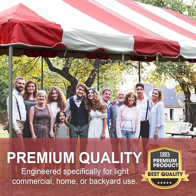 Party Tents Direct 20'x20' Weekender Standard Canopy Pole Tent - Easy Up Canopy Tent with 80 Person Capacity - Outdoor Canopies for Parties, Weddings, & Events (Red/White Top)