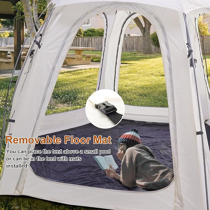 4-6 Person Outdoor Camping Dome Tent - 10 x 10 FT Screen House Room with Removable Waterproof Rainfly & Ground Sheet,Luxury Yurt Glamping Family Tents for Patios Outdoor Camping Activities