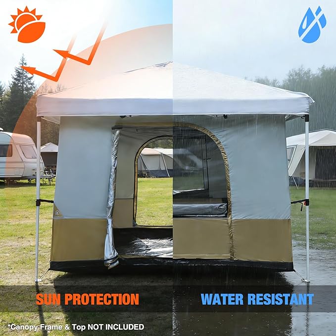 REDCAMP Canopy Camping Tent for Pop Up Canopy Tent, Inner Tent Converts Straight Leg 10'x10' or 10'x20' Canopy into Camping Tent, Fits 4-6 Person(Frame/Shelter NOT Included)