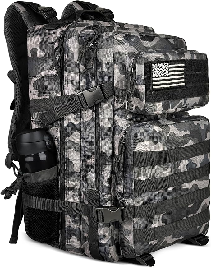 Zavothy 45L Military Tactical Backpack, Army 3-Day Assault Pack Bug Out Bag for Hiking Camping | Army, Bag, Large Rucksack, with Molle System