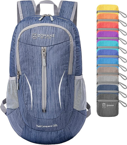 ZOMAKE 25L Ultra Lightweight Packable Backpack, Foldable Hiking Backpacks Water Resistant Small Folding Daypack for Travel(Navy Blue)